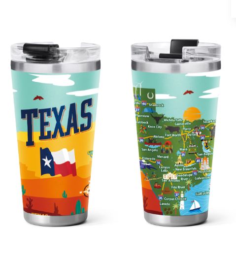 STAINLESS CUP TEXAS MAP 22OZ TUMBLER