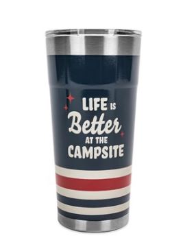 Camco Life Is Better at the Campsite Stainless Steel Insulated Tumbler- DARK BLUE– 20 oz.
