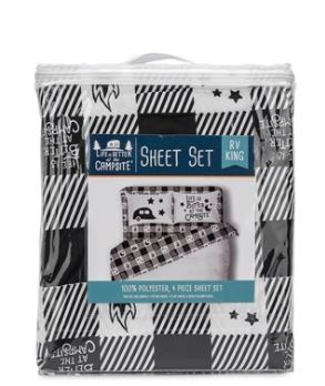 Camco Life is Better at the Campsite Bed Sheet Set, RV King, Buffalo Plaid